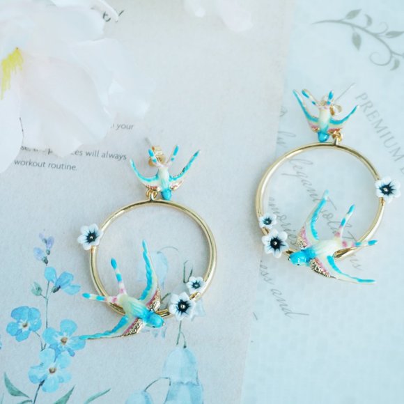 Brand new Bill skinner blue swallow earrings - Picture 3 of 10